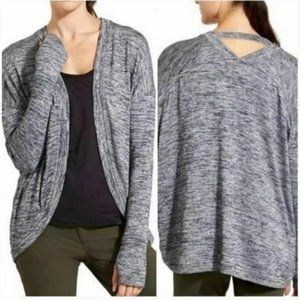 ATHLETA Marled Pose Wrap Cocoon Open Cardigan Sweater Gray Sz Medium